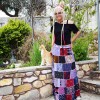 Φούστα Patchwork μπορντό-μπλε
