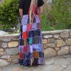 Φούστα Patchwork μπορντό-μπλε
