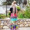 Φούστα Patchwork πολύχρωμη λουλούδια