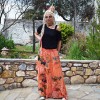 Φούστα Patchwork πορτοκαλί λουλούδια