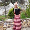 Φούστα Patchwork ροζ μπορντό ρίγες