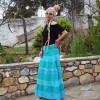 Φούστα Patchwork σιέλ ρίγες