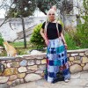 Φούστα Patchwork σιέλ  
