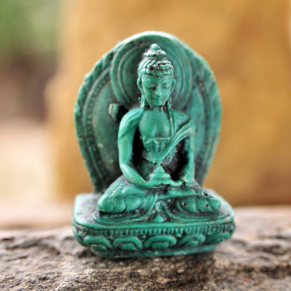  Μινιατούρα Βούδας  πράσινος με στρογγυλή βάση σε διαλογισμό 