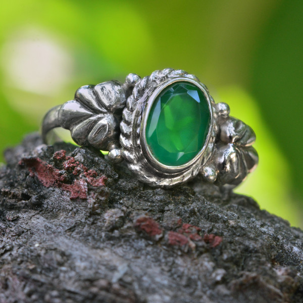 Δαχτυλίδι Ασημένιο Αχάτης πράσινος 6