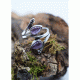 Δαχτυλίδι  άσπρο μέταλλο αμέθυστος διπλό δάκρυ 