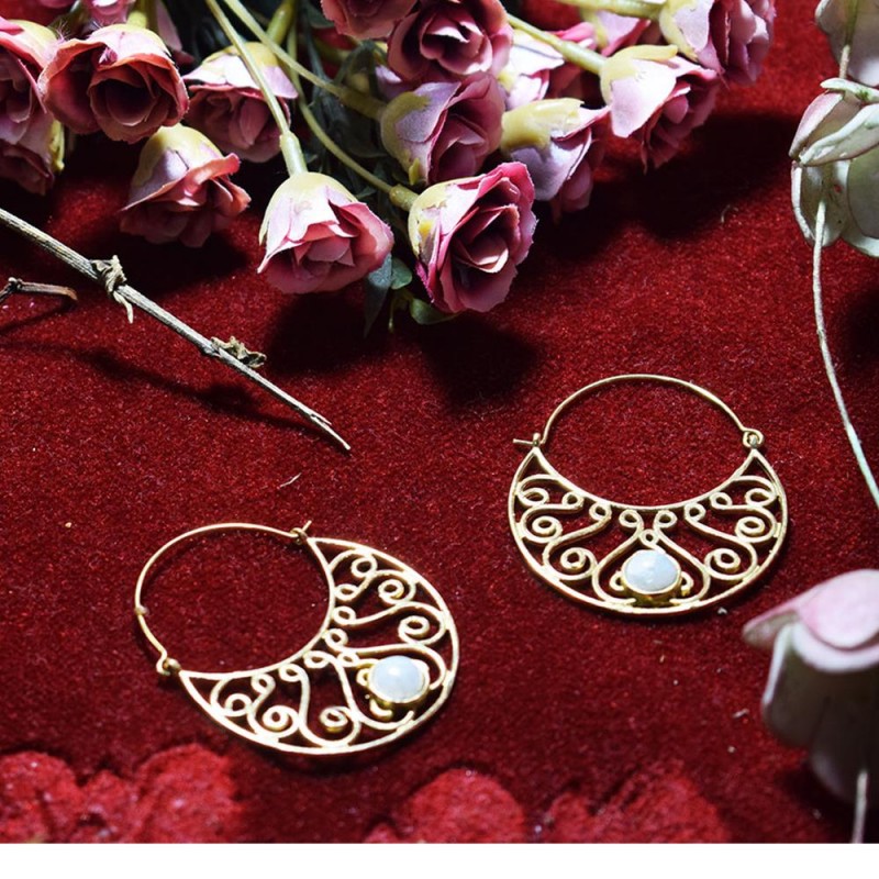 Σκουλαρίκια ορείχαλκος φεγγαρόπετρα ΙΟΚΑΣΤΗ